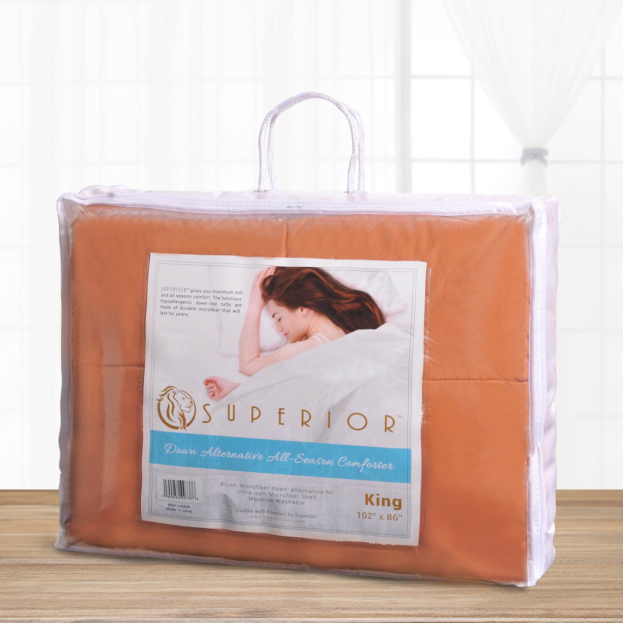 Superior Classic Reversible Comforter, Twin, Dusty Orange