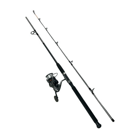 Ozark Trail Grit Stick Fishing Rod and Reel Spinning Combo,  7-foot Medium Heavy action 2-piece Fishing Rod, Size 5000 Reel, Left/Right Hand Retrieve, Grey with Orange