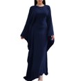 thumbnail image 1 of Vestido Islámico Elegante de Color Liso con Mangas Murciélago para Mujer. Azul Marino XL, 1 of 7