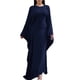thumbnail image 1 of Vestido Islámico Elegante de Color Liso con Mangas Murciélago para Mujer. Azul Marino L, 1 of 7