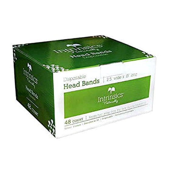 Intrinsics 400656 - 48 ct. Disposable Head Bands, 2.5” wide x 15” long, white