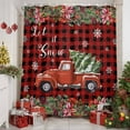 thumbnail image 2 of Christmas Truck Shower Curtains for Bathroom, Winter Snow Pine Fruit Berries Flowers Red Plaid Texture Waterproof Fabric Shower Curtain for Bathroom Bathtub Decoration, Machine Washable, 60"x72", 2 of 9