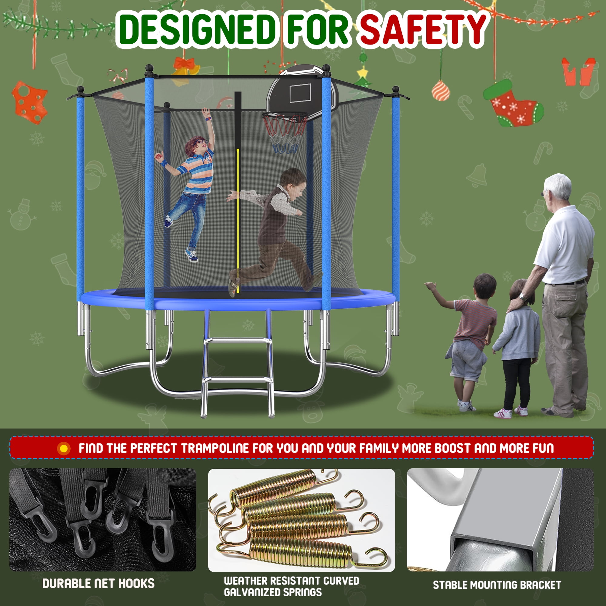 Shengchao Trade 1200LBS 12ft Heavy Duty Outdoor Trampoline for 3-5 Kids and Adults,Backyard Trampoline with Enclosure Net and Ladder, Jumping Trampoline Capacity for Boys and Girls Birthday Gift