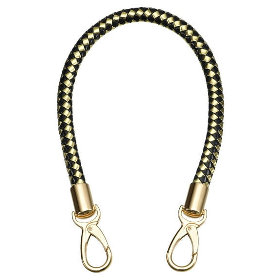 Uxcell 50cm/19.7" Braided Leather Purse Replacement Strap for Handbag, Black/Gold