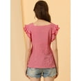 thumbnail image 3 of DARING DIVA Square Neck Ruffle Sleeve Blouse XS Red, 3 of 6