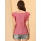 thumbnail image 3 of Tops de verano a cuadros para mujer Blusa de manga con volantes y cuello cuadrado rojo XS, 3 of 6