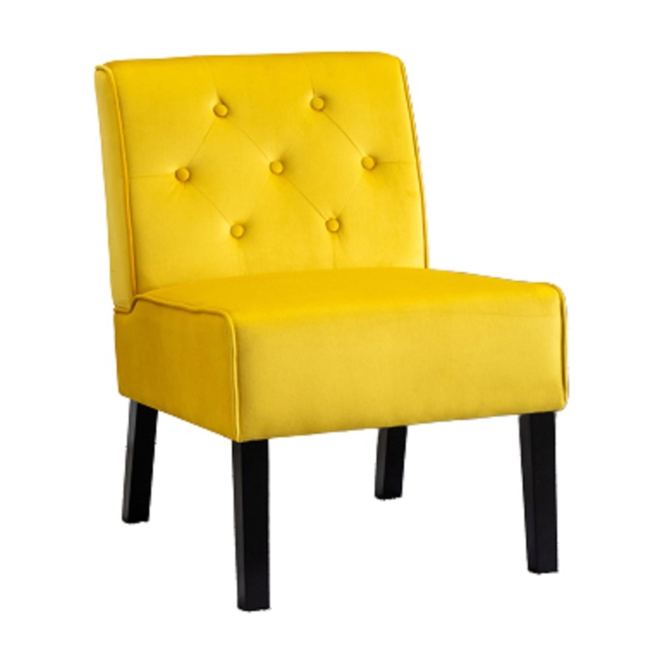 GDF Studio 21" Modern Accent Chairs Set of 2 with Button Tufted Velvet Upholstery, Tapered Wood Legs, Yellow