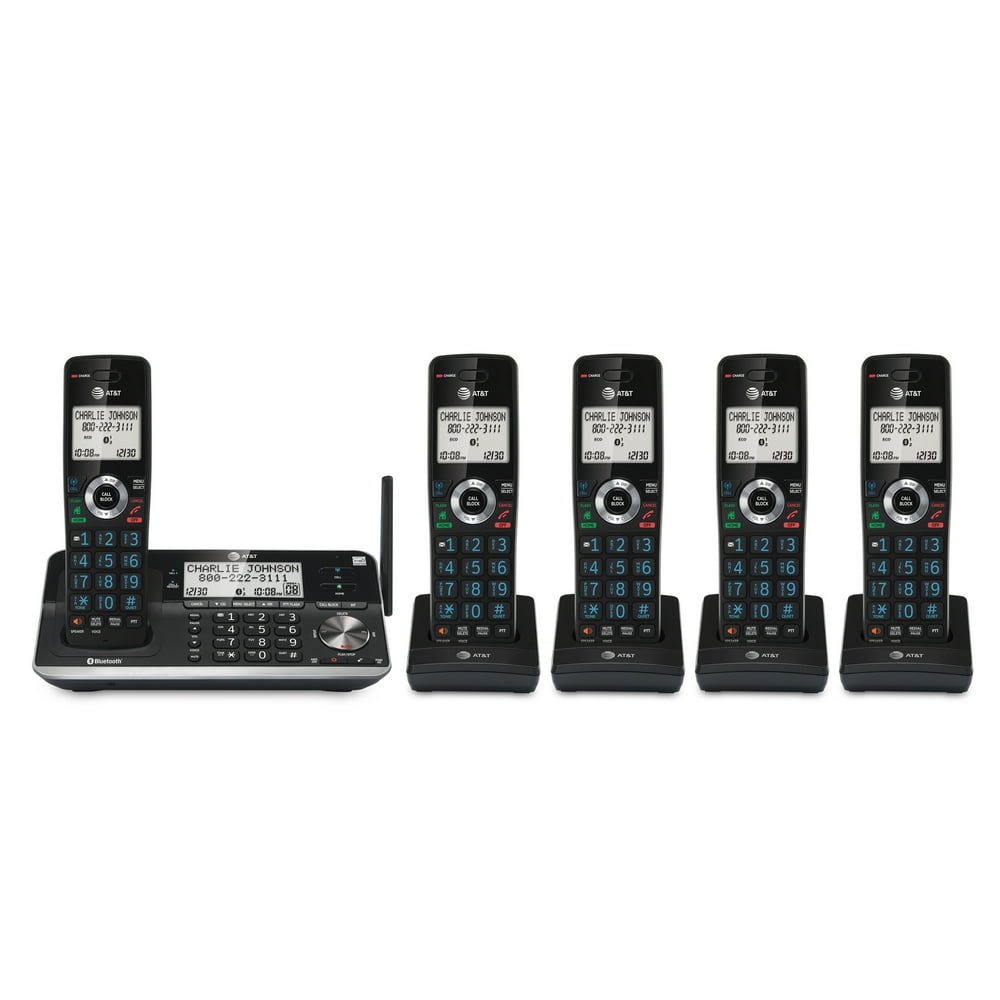 AT&T 5 Handset Cordless Phone with Unsurpassed Range, Bluetooth Connect