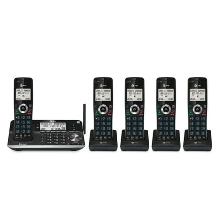 AT&T 5 Handset Cordless Phone with Unsurpassed Range, Bluetooth Connect to Cell, Smart Call Blocker and Answering System, DLP73510