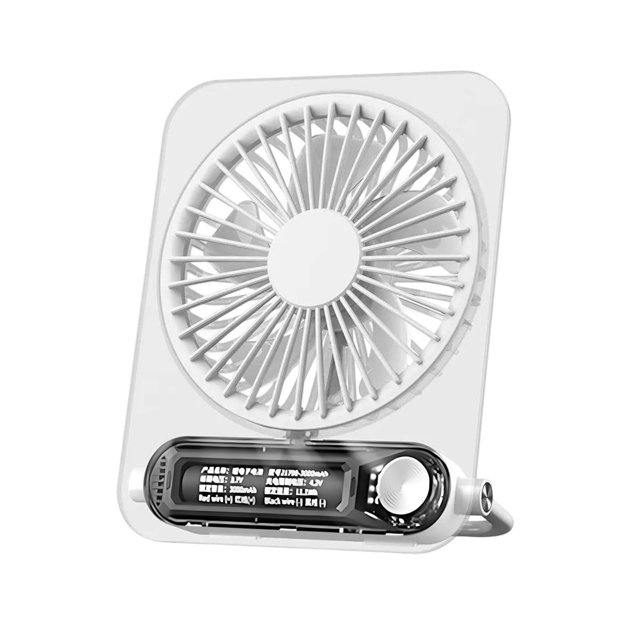 Wmhnj Ventilador de viaje porttil recargable con pantalla digital, 3000 mAh durante 15 horas, ventilador de escritorio USB ajustable de 3 velocidades, diseño delgado de tarjeta de 32 mm para