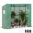 thumbnail image 2 of Outsunny 6.6' x 2.5' x 5.6' Lean-to Small Greenhouse for Outdoors with UV-resistant PE Cover, Walk-in Portable Greenhouse with Roll-up Door, Green, 2 of 9