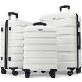 thumbnail image 1 of Ensemble de Bagages 3 Pcs, Valises Rigides Légères en PC ABS avec Serrure TSA, Bagage Cabine à Roulettes, Blanc, 1 of 9