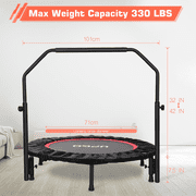 UPGO 40 Foldable Trampoline, Fitness Rebounder with Adjustable Foam Handle, Exercise Trampoline for Adults/kids Indoor/Garden Workout Max Load 330lbs