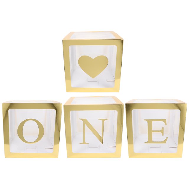 EeaseMX 4 cajas de globos de cumpleaños, decoraciones, estuche de globos con una letra, accesorio para fotos