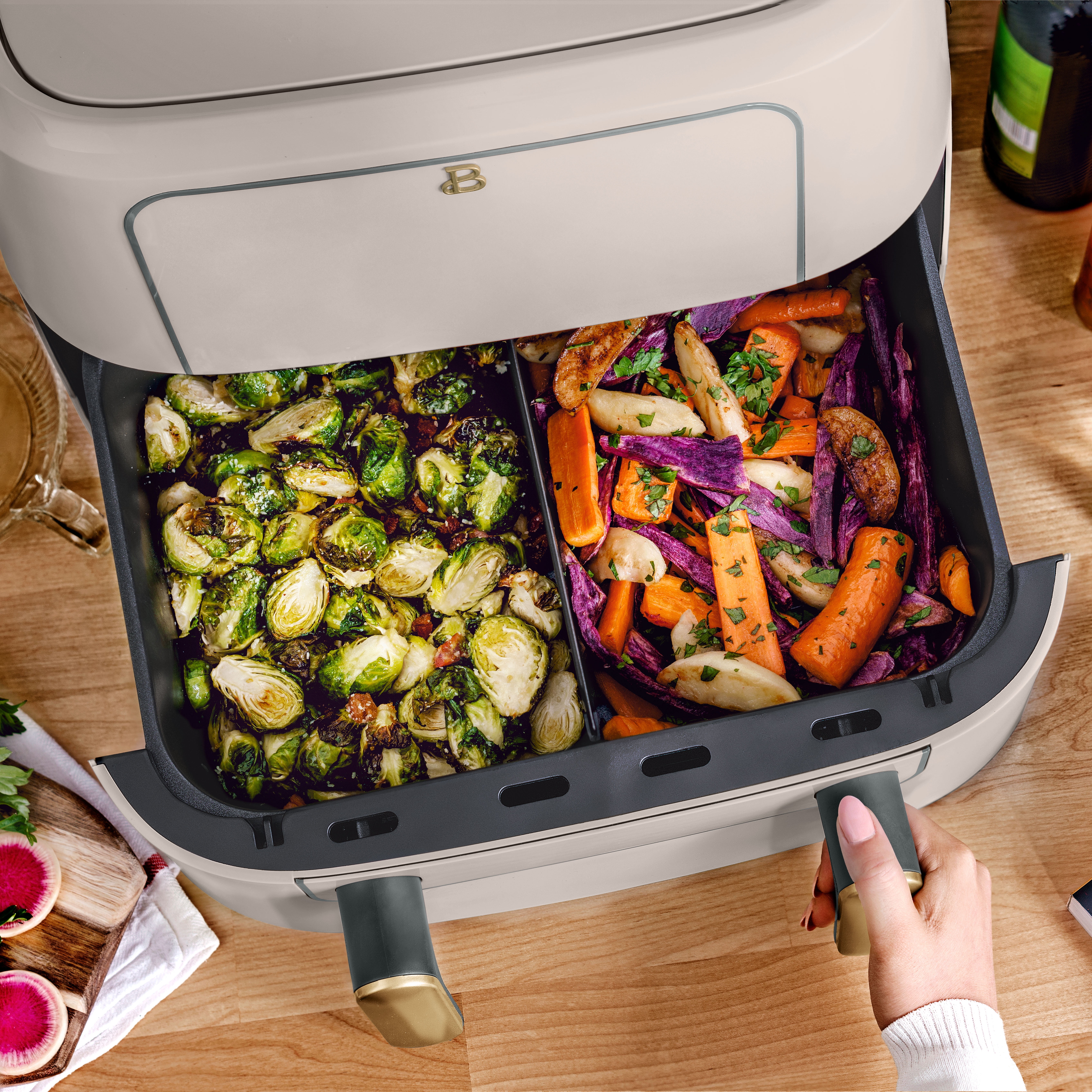 Beautiful 9 QT TriZone Air Fryer, White Icing by Drew