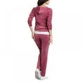 thumbnail image 4 of PENGXIANG Women‘s 2 Piece Solid Velvet Tracksuit Set Full Zip-up Hooded Sweatshirts & Pants Set, 4 of 7