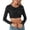 Black, variant on Lingerie for Women's Sequins Solid Round Slim Midriff Long Sleeved Top for Green XL