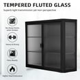 thumbnail image 5 of Retro Style Haze Double Glass Door Wall Cabinet with Detachable Adjustable Shelves, Modern Floor Cabinet for Office, Dining Room,Living Room, Kitchen and Bathroom, Black, 5 of 9