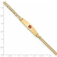thumbnail image 3 of Primal Gold 14 Karat Yellow Gold Medical Soft Diamond Shape Red Enamel Flat Curb Link ID Bracelet, 3 of 5