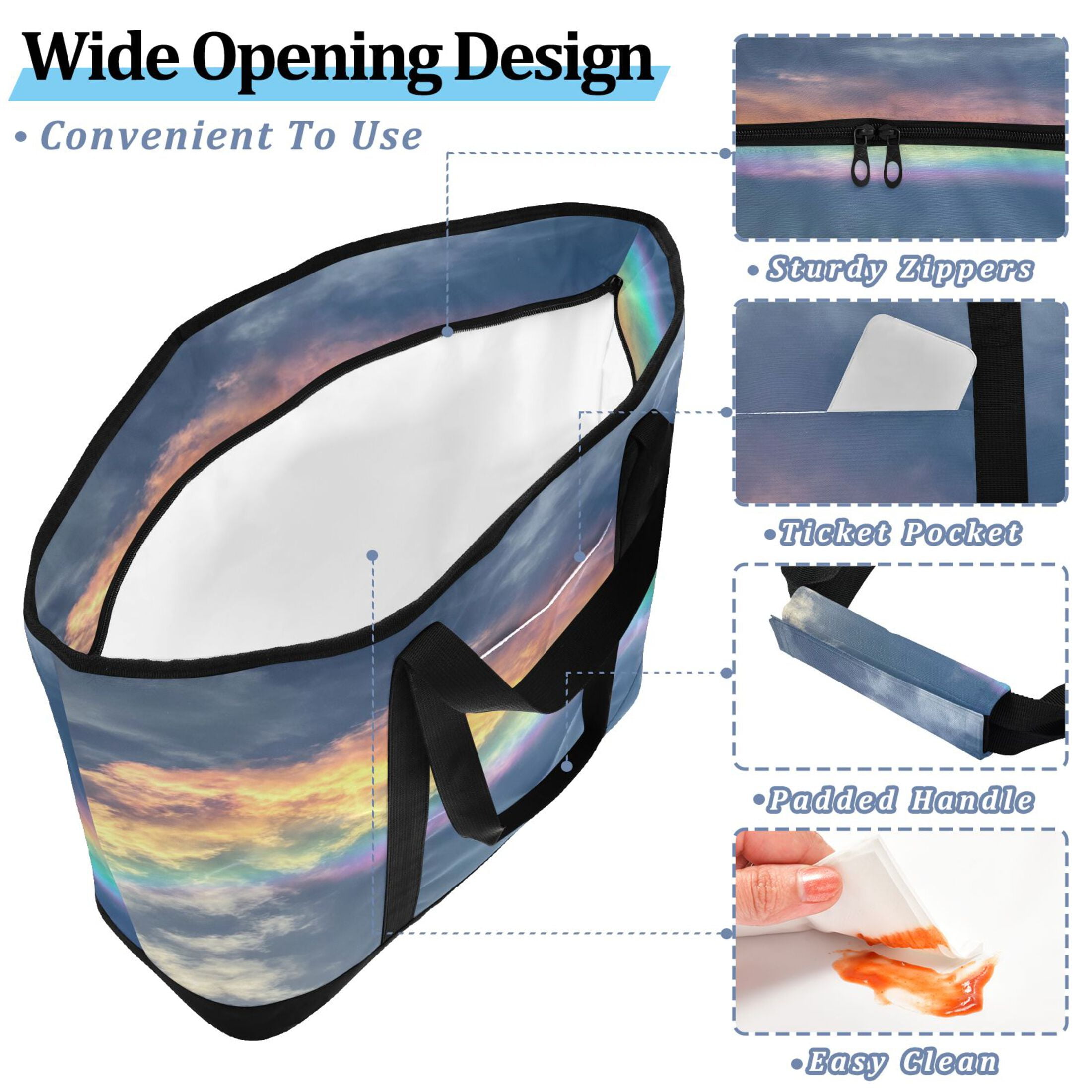 Large Hand-held Ice Pack Picnic Bag Insulation and Refrigeration Suitable for Shopping Picnics and Camping Colorful Rainbow