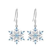 Grofry Women Earring,Rhinestone Inlaid Snowflake Dangle Hook Earrings Jewelry Xmas Gift Light Blue