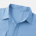 thumbnail image 5 of asdoklhq Clearance, 2025 Summer Fall Mens Tops Clearance under $5 Men Casual Solid Buttons Beach Double Pocket Turndown Short Sleeve Shirt Blouse,Light blue M, 5 of 8