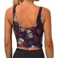 thumbnail image 4 of Uemuo Roses Skulls Pattern Women's Sports Bra - High Impact Support, Breathable, and Comfortable Athletic Bra for Running, Yoga, and Workouts, 4 of 9