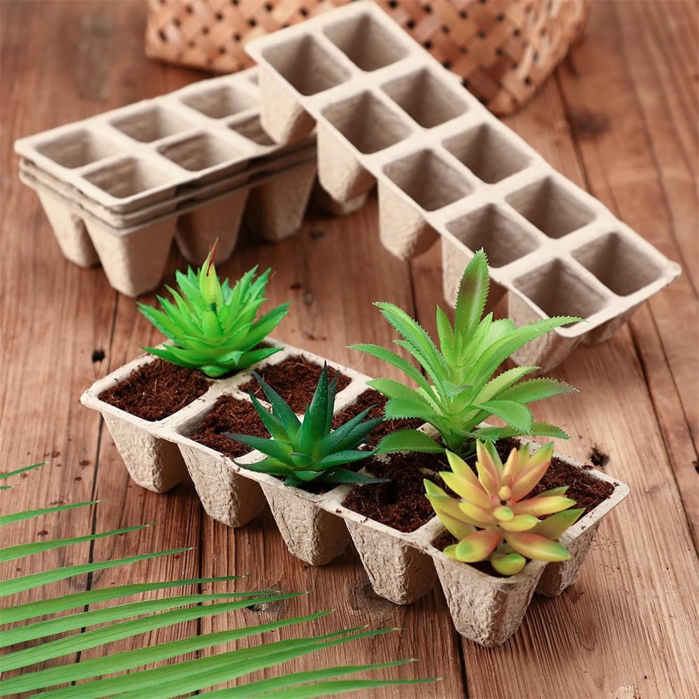 HXRH 100 Cells Peat Pots Organic Germination Peat Pots with 100 Labels Seed Starter Trays Planting for Vegetable Flower Seedlings