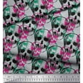 thumbnail image 2 of Soimoi Crepe Silk Fabric Skull Halloween Decor Fabric Printed Yard 42 Inch Wide, 2 of 3