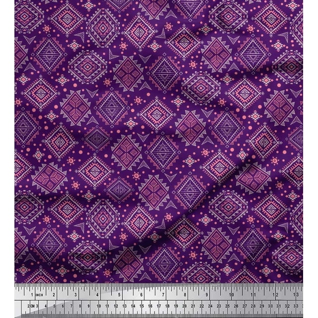 Soimoi Polyester Crepe Fabric Aztec Southwestern Decor Fabric Printed Yard 42 Inch Wide
