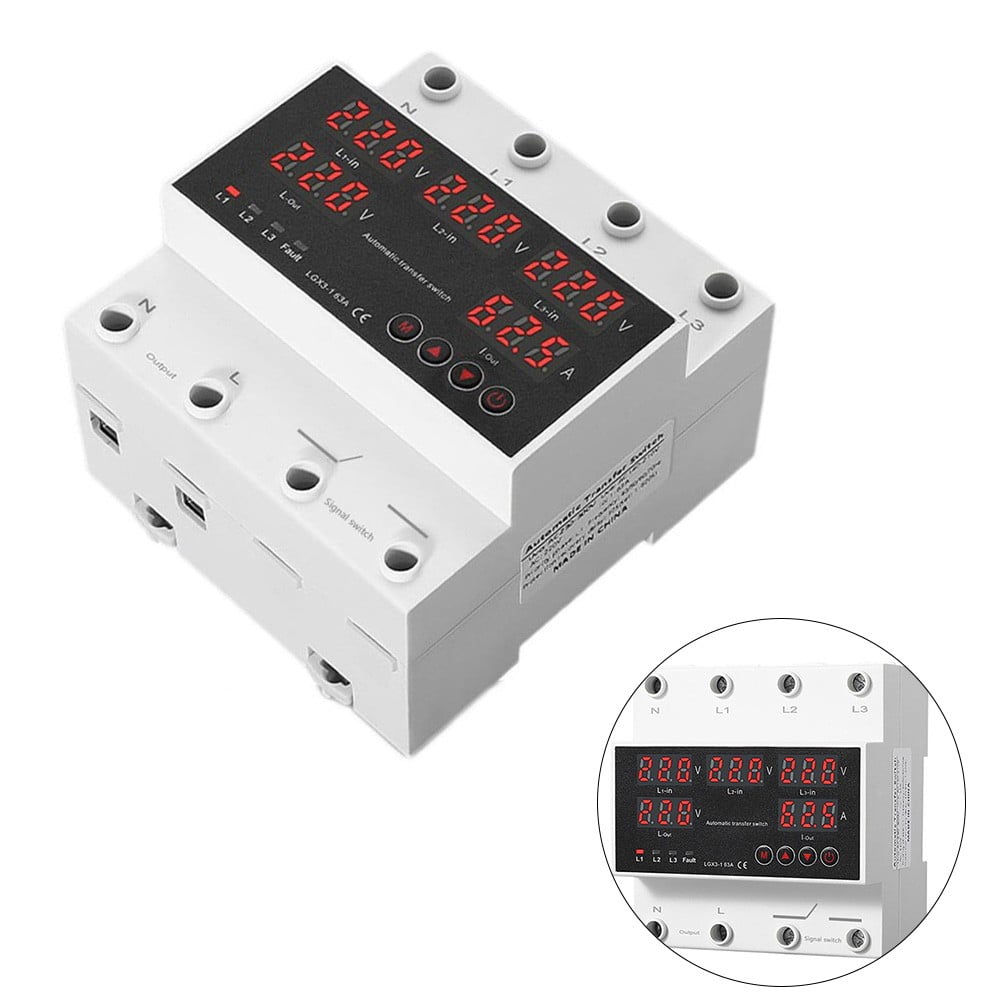 4P 63A Automatic Transfer Switch with LED Display for Generator ATS Over-Voltage Under-Voltage Protection A