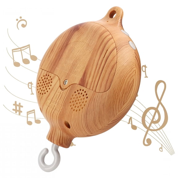 BESTSKY Baby Mobile Music Box Motor, Imitation Wood Rotating Crib Mobile Replacement with 9 Lullabies, Portable Nursery Toy