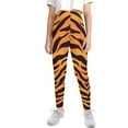 thumbnail image 2 of COEQINE Cartoon Tiger Stripe Girls Novelty Leggings for Travel, Yoga Dance Pants Tummy Control Sport Leggings, for 8-9 Years Kids, 2 of 7