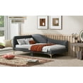 thumbnail image 5 of Bed Frames Twin Size Upholstered Daybed with Headboard and Armrest, Support Legs, Grey,Adjustable Bed Base, 5 of 19