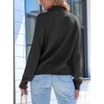 thumbnail image 5 of Women High Neck Oversized Sweaters Batwing Long Sleeve Pullover Loose Chunky Knit Jumper Black S, 5 of 8