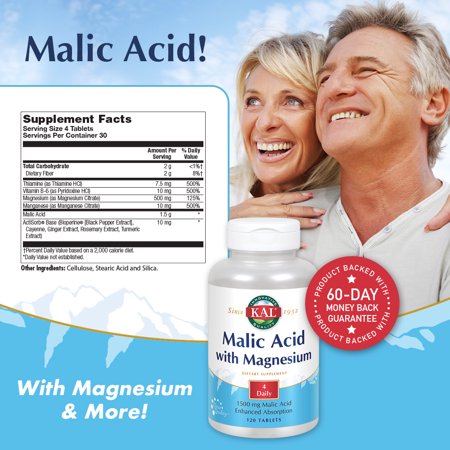 リンゴ酸＆マグネシウム Malic Acid with Magnesium 120粒 KAL カル
