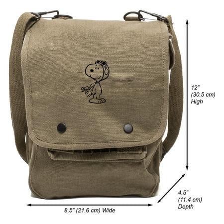 WW1-Pilot Snoopy Canvas Crossbody Travel Map Bag