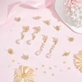 thumbnail image 4 of 1 Box 6 Pairs 3 Style Flower Brass Cubic Zirconia Stud Earring Findings with Loops 40Pcs Jump Rings 40Pcs Plastic Ear Nuts Golden 10~14.2x7.5~12.5mm Hole: 1~1.2mm Pin: 0.7~0.8mm 2 Pairs/style, 4 of 5