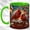 Green, variant on Cardinal Heart Coffee Mug, Winter Bird Mug, Ceramic 11 oz