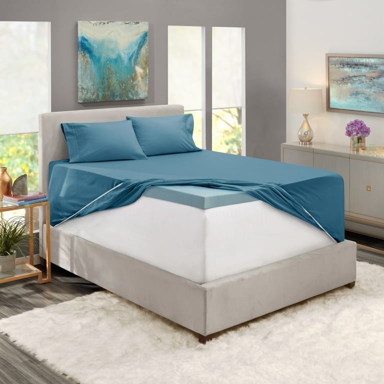 Split King Size Extra Deep Pocket 7 Piece Bed Sheets Set Blue Heaven Luxury Bedding With 4 Pillow Cases Fitted Sheet For High Mattress Fits 18 24 Soft Microfiber Hypoallergenic Bed Sheets Set Blue Heaven, Extra Deep Fitted King Size Bed Sheets