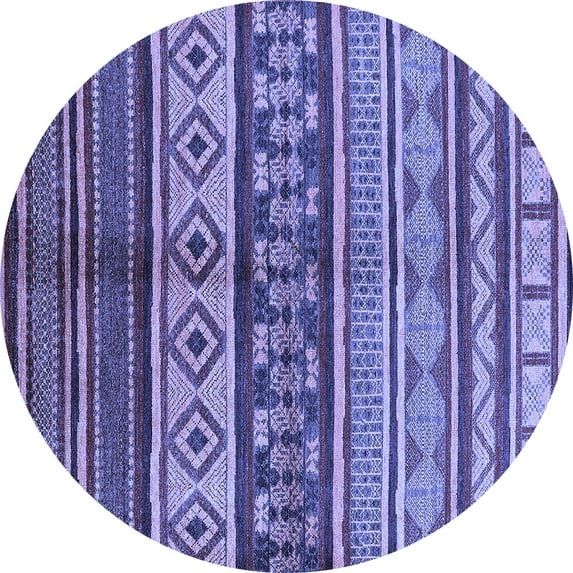 Ahgly Company Machine Washable Indoor Round Oriental Blue Industrial Area Rugs, 8' Round