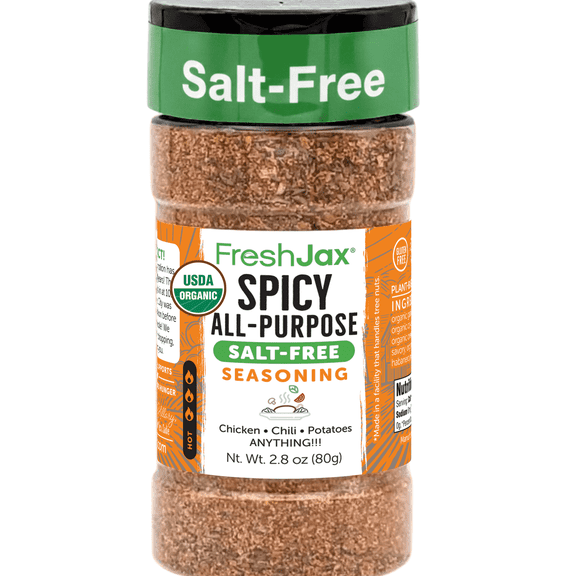 FreshJax Salt-Free Spicy All-Purpose Seasoning – Organic Zero Sodium Rub 5.3 oz