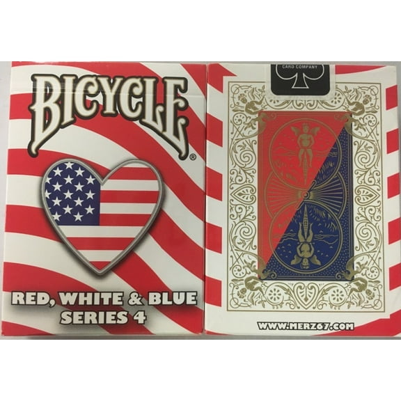 Bicycle Red, White and Blue Series 4 Heart Design Playing Cards