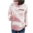 thumbnail image 2 of OKBOP Womens Zip Up Fleece Sweatshirt Long Sleeve Solid Fall Turtleneck Classic Fit 2023 Vintage Warm Sweater Gift Skeleton Sweatshirt Women Pullover Pink, 2 of 6