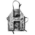 thumbnail image 1 of Letter H Apron Victorian Stylized Capital H Font in Chrome Rock Tones Steel Look Retro Design, Unisex Kitchen Bib Apron with Adjustable Neck for Cooking Baking Gardening, Black Grey, by Ambesonne, 1 of 3