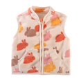 thumbnail image 2 of Toddler Girls Sherpa Fleece Vest Zip-Up Cartoon Print Sleeveless Plush Cute Jacket Vests with Pocket White, Size 5 Y, 2 of 5