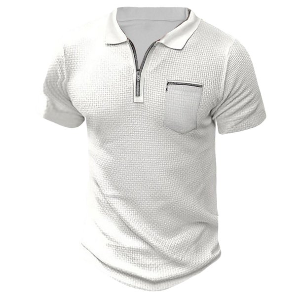 Mens Polo Shirts Men's Fashion Trend Zipper Pocket Sports Top T