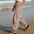 thumbnail image 5 of VBVC Women's Drawstring Baggy Harem Pants , Adjustable Hem Jogger Pants For Women , Ladies' Loose Fit Lantern Trousers with Pockets, Khaki , S-2XL, 5 of 10