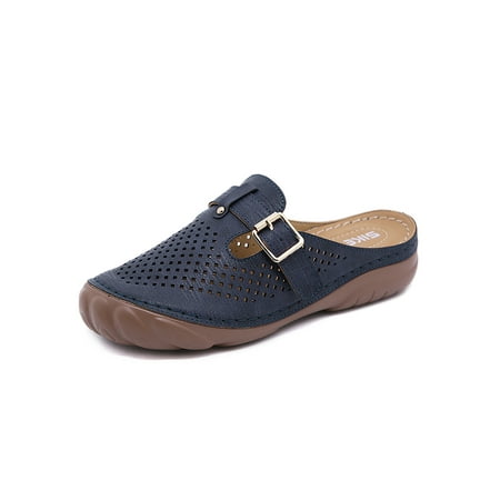 

UKAP Lady Casual Retro Platform Wedge Sandal Women s Indoor Nonslip Backless Sandals Comfortable Closed Toe Slippers