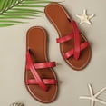 thumbnail image 6 of Samdudou Slip On Soft Leather Flip Flops Plus Size Roman Strappy Sandals Elegant Lightweight Solid Color Open Toe Thong Sandals for Summer Daily and Work, 6 of 9